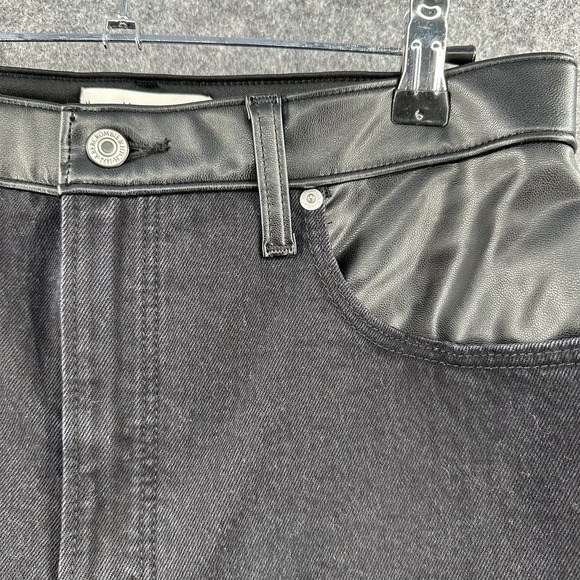 Abercromie & Fitch Vegan Leather Pants Womens 10 Black The 90's Ultra High Rise - Picture 3 of 15